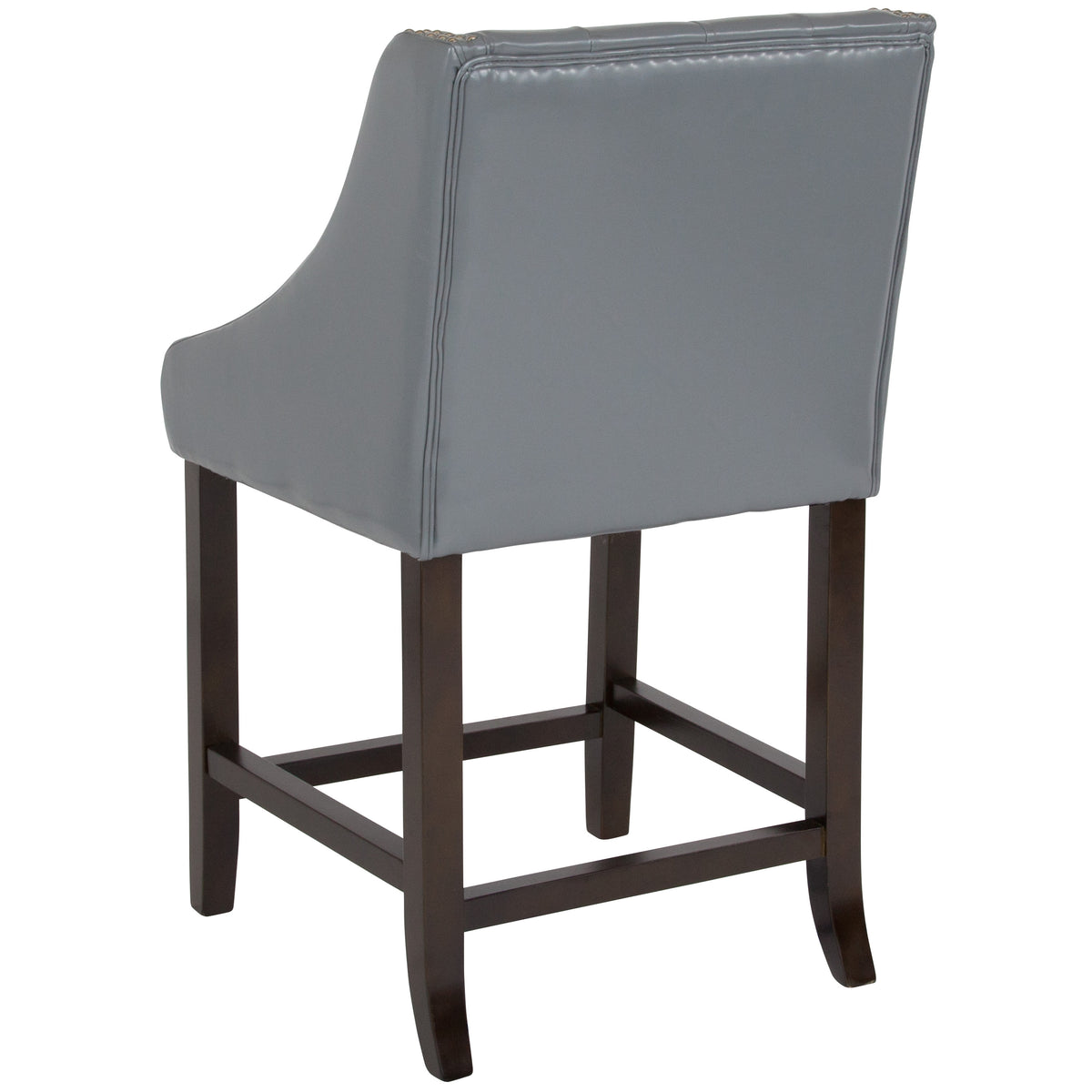 Light Gray LeatherSoft |#| 24inch High Walnut Counter Height Stool with Lt Gray LeatherSoft Accent Nail Trim