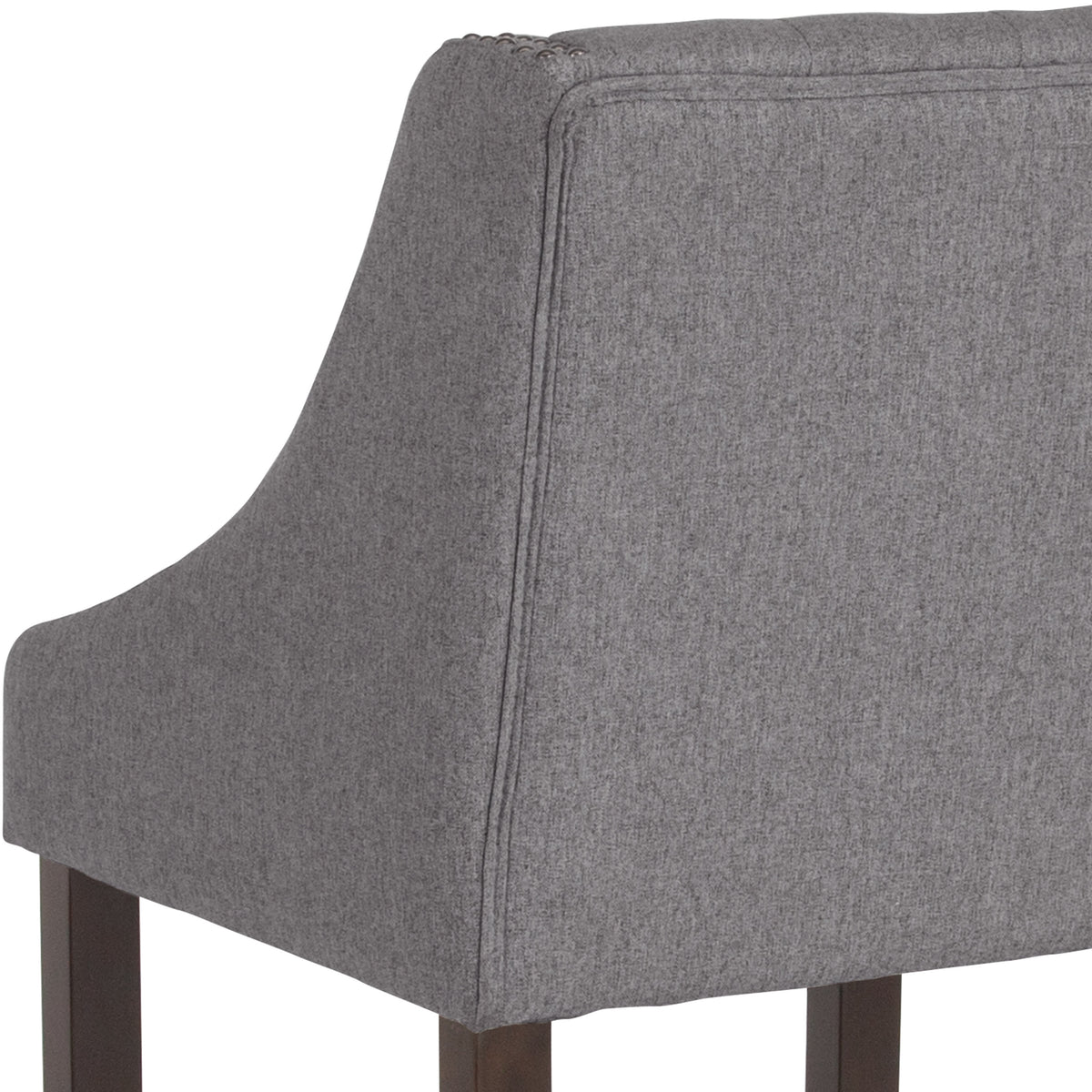 Dark Gray Fabric |#| 24inch High Walnut Counter Height Stool with Accent Nail Trim in Dark Gray Fabric