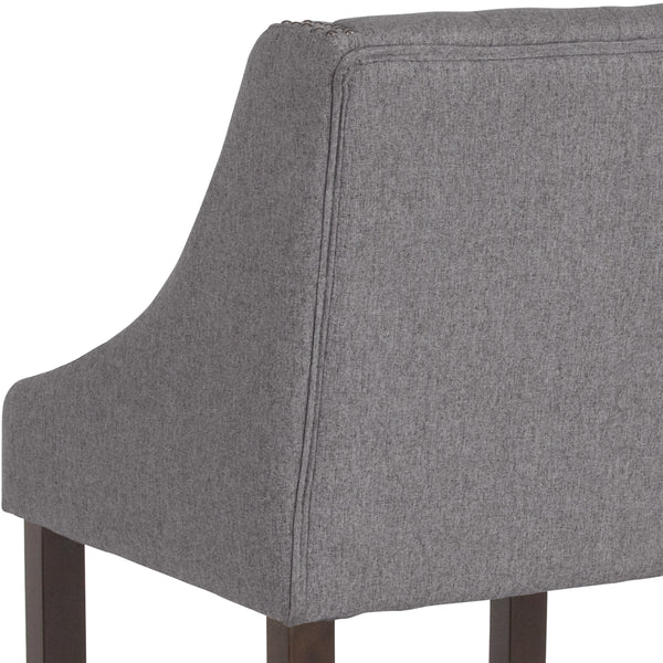 Dark Gray Fabric |#| 24inch High Walnut Counter Height Stool with Accent Nail Trim in Dark Gray Fabric