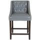 Light Gray LeatherSoft |#| 24inch High Walnut Counter Height Stool with Lt Gray LeatherSoft Accent Nail Trim