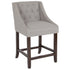 Carmel Series 24" High Transitional Tufted Walnut Counter Height Stool with Accent Nail Trim