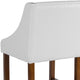White LeatherSoft |#| 24inchH Walnut Counter Stool with Accent Nail Trim - White LeatherSoft