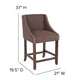 Brown Fabric |#| 24inchH Walnut Counter Stool with Accent Nail Trim - Brown Fabric