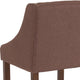 Brown Fabric |#| 24inchH Walnut Counter Stool with Accent Nail Trim - Brown Fabric