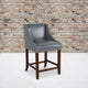 Light Gray LeatherSoft |#| 24inch High Walnut Counter Height Stool with Lt Gray LeatherSoft Accent Nail Trim