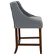 Light Gray LeatherSoft |#| 24inch High Walnut Counter Height Stool with Lt Gray LeatherSoft Accent Nail Trim