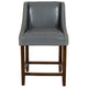 Light Gray LeatherSoft |#| 24inch High Walnut Counter Height Stool with Lt Gray LeatherSoft Accent Nail Trim