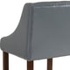 Light Gray LeatherSoft |#| 24inch High Walnut Counter Height Stool with Lt Gray LeatherSoft Accent Nail Trim