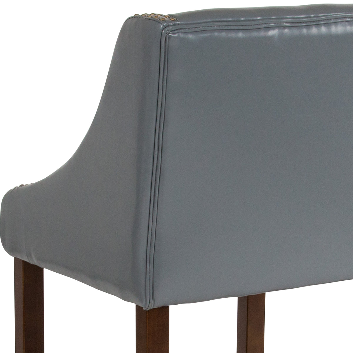 Light Gray LeatherSoft |#| 24inch High Walnut Counter Height Stool with Lt Gray LeatherSoft Accent Nail Trim