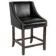 Black LeatherSoft |#| 24inchH Walnut Counter Stool with Accent Nail Trim - Black LeatherSoft