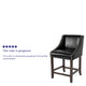 Black LeatherSoft |#| 24inchH Walnut Counter Stool with Accent Nail Trim - Black LeatherSoft