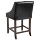 Black LeatherSoft |#| 24inchH Walnut Counter Stool with Accent Nail Trim - Black LeatherSoft