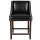 Black LeatherSoft |#| 24inchH Walnut Counter Stool with Accent Nail Trim - Black LeatherSoft