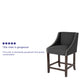 Charcoal Fabric |#| 24inchH Walnut Counter Stool with Accent Nail Trim - Charcoal Fabric