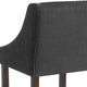 Charcoal Fabric |#| 24inchH Walnut Counter Stool with Accent Nail Trim - Charcoal Fabric