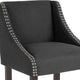 Charcoal Fabric |#| 24inchH Walnut Counter Stool with Accent Nail Trim - Charcoal Fabric
