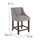 Light Gray Fabric |#| 24inchH Walnut Counter Stool with Accent Nail Trim - Light Gray Fabric