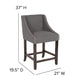 Dark Gray Fabric |#| 24inchH Walnut Counter Stool with Accent Nail Trim - Dark Gray Fabric