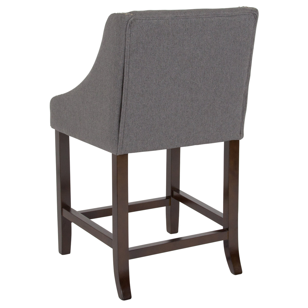 Dark Gray Fabric |#| 24inchH Walnut Counter Stool with Accent Nail Trim - Dark Gray Fabric