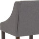 Dark Gray Fabric |#| 24inchH Walnut Counter Stool with Accent Nail Trim - Dark Gray Fabric