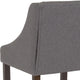 Dark Gray Fabric |#| 24inchH Walnut Counter Stool with Accent Nail Trim - Dark Gray Fabric, Set of 2