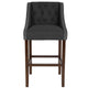 Charcoal Fabric |#| 30inch High Tufted Walnut Barstool with Accent Nail Trim in Charcoal Fabric