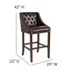 Brown LeatherSoft |#| 30inch High Tufted Walnut Barstool with Accent Nail Trim in Brown LeatherSoft