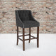 Charcoal Fabric |#| 30inch High Tufted Walnut Barstool with Accent Nail Trim in Charcoal Fabric