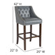 Light Gray LeatherSoft |#| 30inch High Tufted Walnut Barstool with Accent Nail Trim in Light Gray LeatherSoft