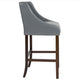 Light Gray LeatherSoft |#| 30inch High Tufted Walnut Barstool with Accent Nail Trim in Light Gray LeatherSoft