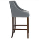 Light Gray LeatherSoft |#| 30inch High Tufted Walnut Barstool with Accent Nail Trim in Light Gray LeatherSoft