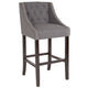 Dark Gray Fabric |#| 30inch High Tufted Walnut Barstool with Accent Nail Trim in Dark Gray Fabric