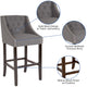 Dark Gray Fabric |#| 30inch High Tufted Walnut Barstool with Accent Nail Trim in Dark Gray Fabric