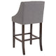 Dark Gray Fabric |#| 30inch High Tufted Walnut Barstool with Accent Nail Trim in Dark Gray Fabric