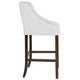 White LeatherSoft |#| 30inch High Tufted Walnut Barstool with Accent Nail Trim in White LeatherSoft