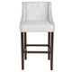 White LeatherSoft |#| 30inch High Tufted Walnut Barstool with Accent Nail Trim in White LeatherSoft