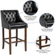 Black LeatherSoft |#| 30inch High Tufted Walnut Barstool with Accent Nail Trim in Black LeatherSoft