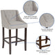 Light Gray Fabric |#| 30inch High Tufted Walnut Barstool with Accent Nail Trim in Light Gray Fabric