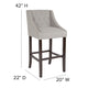 Light Gray Fabric |#| 30inch High Tufted Walnut Barstool with Accent Nail Trim in Light Gray Fabric