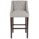 Light Gray Fabric |#| 30inch High Tufted Walnut Barstool with Accent Nail Trim in Light Gray Fabric