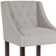 Light Gray Fabric |#| 30inch High Tufted Walnut Barstool with Accent Nail Trim in Light Gray Fabric