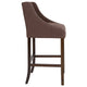 Brown Fabric |#| 30inch High Tufted Walnut Barstool with Accent Nail Trim in Brown Fabric