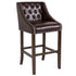 Carmel Series 30" High Transitional Tufted Walnut Barstool with Accent Nail Trim