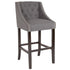 Carmel Series 30" High Transitional Tufted Walnut Barstool with Accent Nail Trim