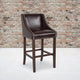 Brown LeatherSoft |#| 30inch High Transitional Walnut Barstool with Accent Nail Trim in Brown LeatherSoft