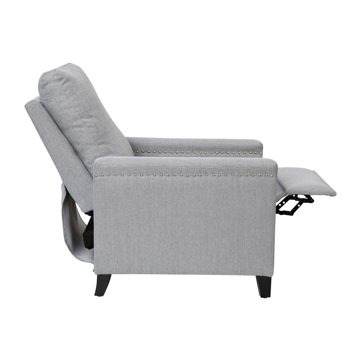 Light Gray |#| Push Back Recliner with Pillow Style Backrest and Accent Nail Trim - Light Gray