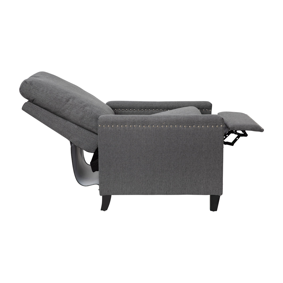 Gray |#| Push Back Recliner with Pillow Style Backrest and Accent Nail Trim - Gray