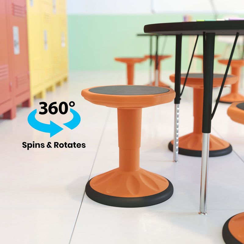 Orange |#| Kids Adjustable Height Active Learning Stool for Classroom and Home in Orange