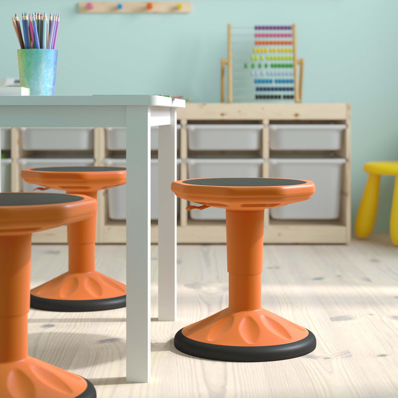 Orange |#| Kids Adjustable Height Active Learning Stool for Classroom and Home in Orange
