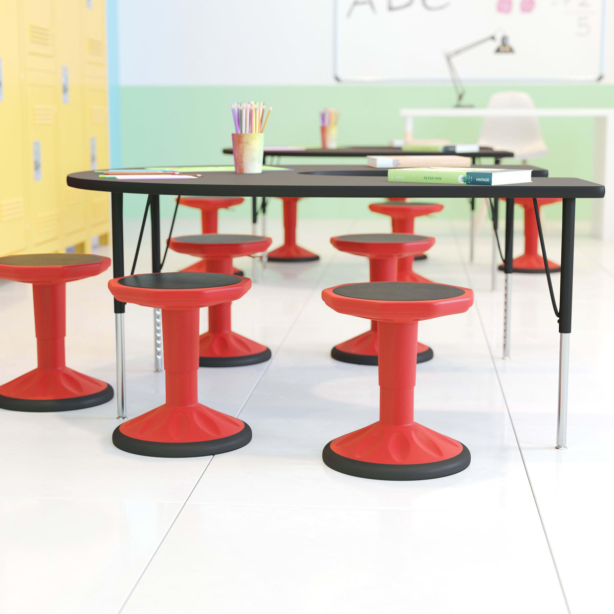 Red |#| Kids Adjustable Height Active Learning Stool for Classroom and Home in Red